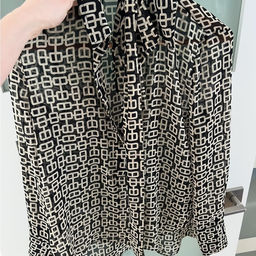 Zara Black and Cream Patterned Top